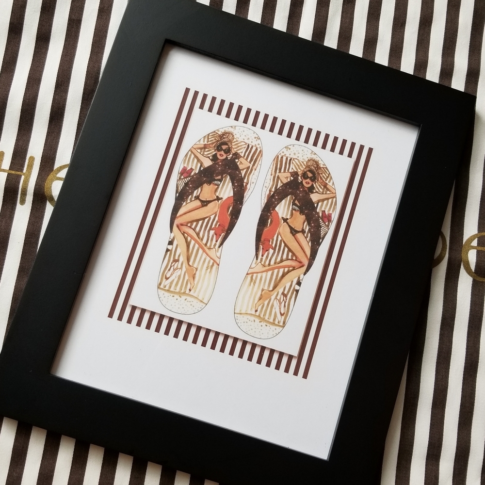 ❗Authentic Henri Bendel Store Display Art Bendel Girl on Black Frame❗